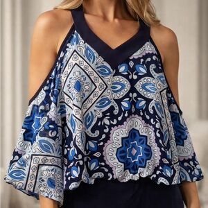 JM Collection Navy Blue Blouse